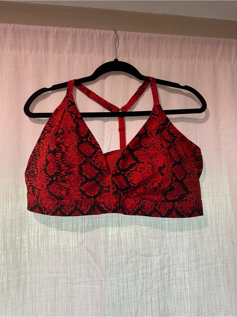 IVY PARK Red Snake-Print Sports Bralette